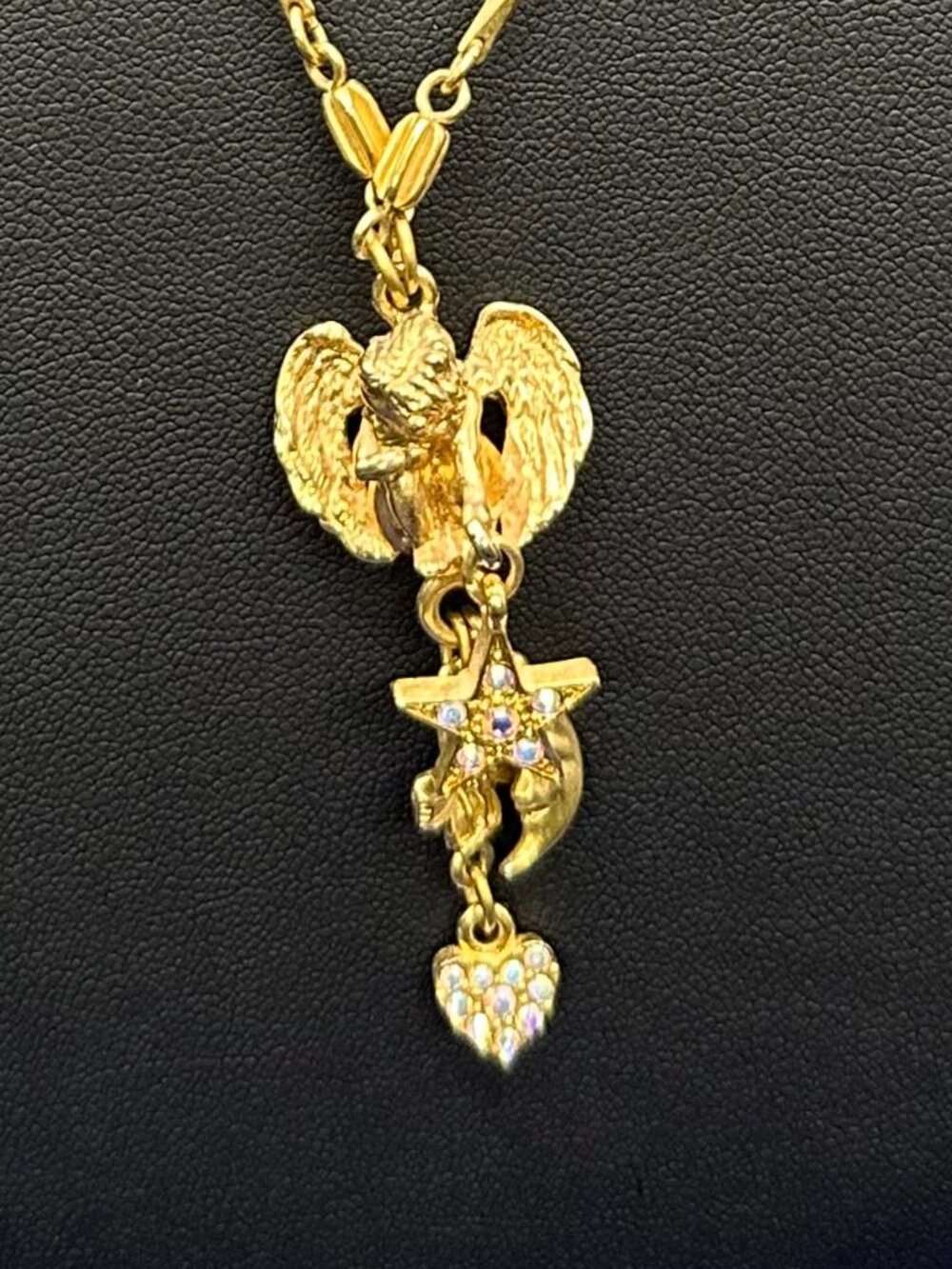 Kirk’s Folly Gold-Tone AB Crystal Cherub Necklace